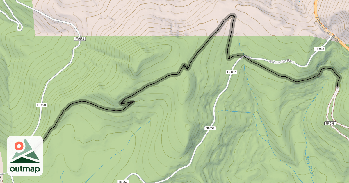 Map of Virgin River Rim Trail - Te-Ah Campground to Woods Ranch