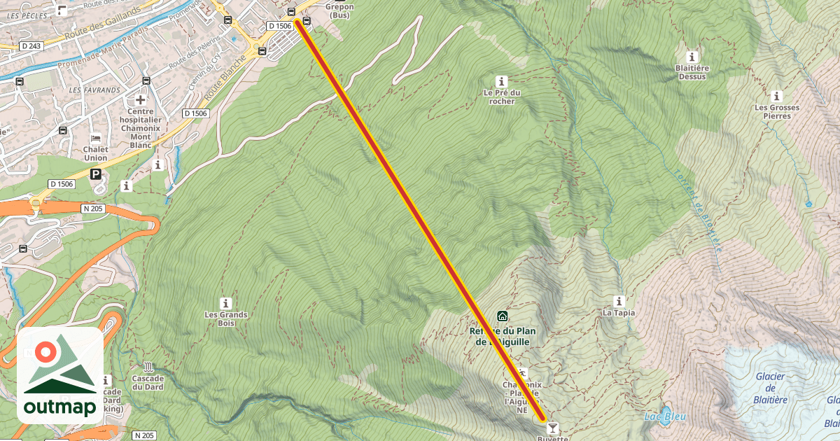 Map of Ligne de service Aiguille du Midi 1