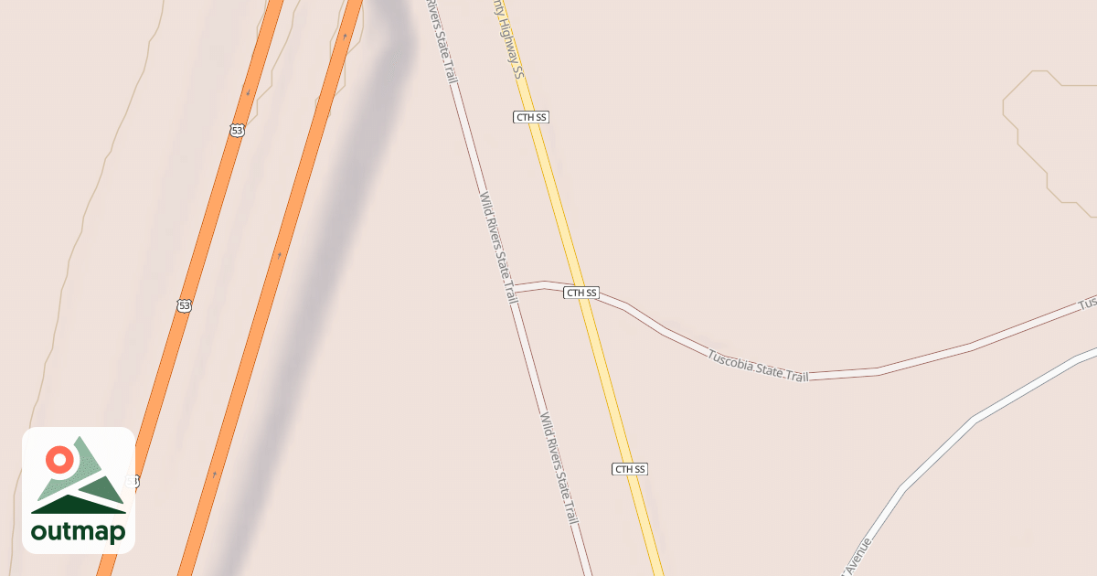 Map of Tuscobia State Trail in Barron
