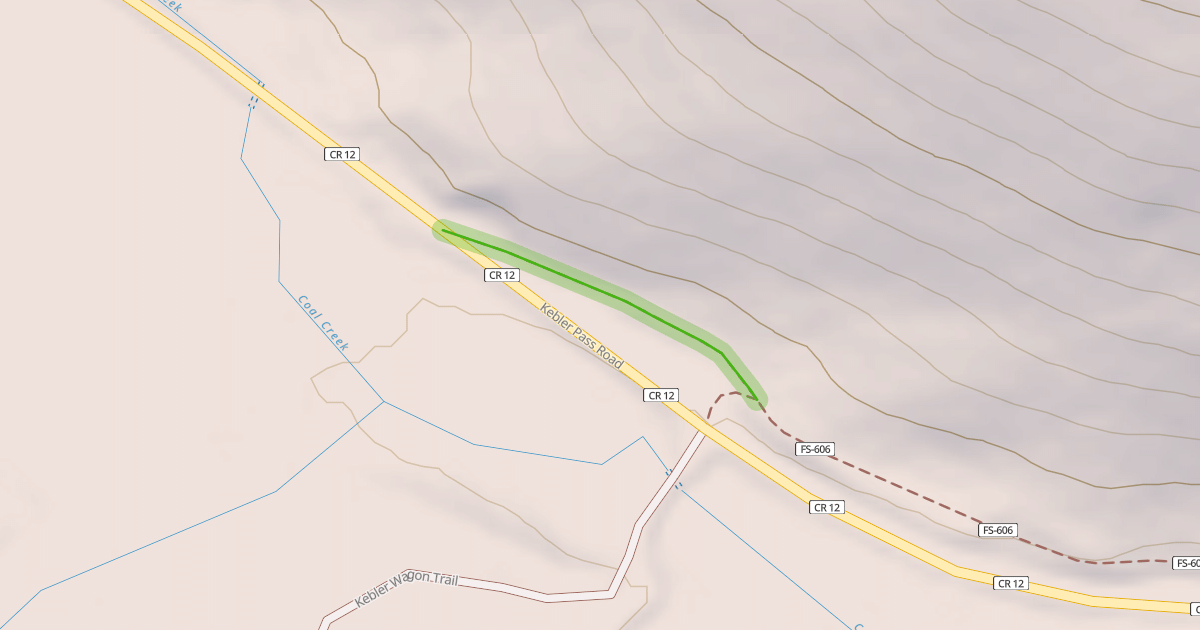 Map preview of Kebler Wagon Trail Spur