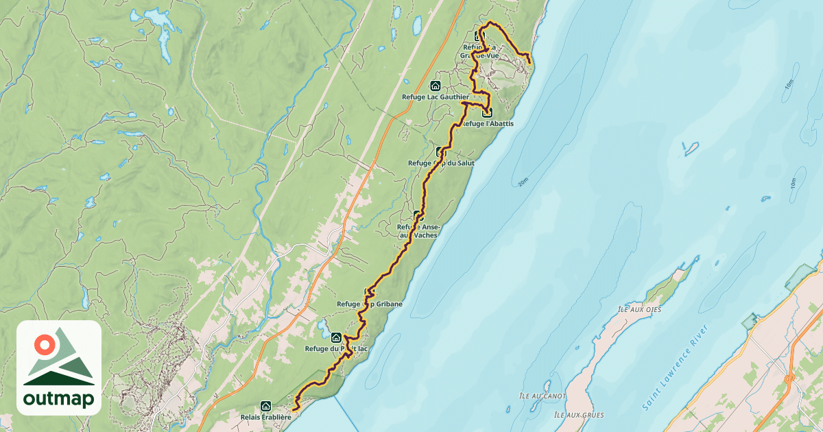 Map of Sentier des Caps de Charlevoix