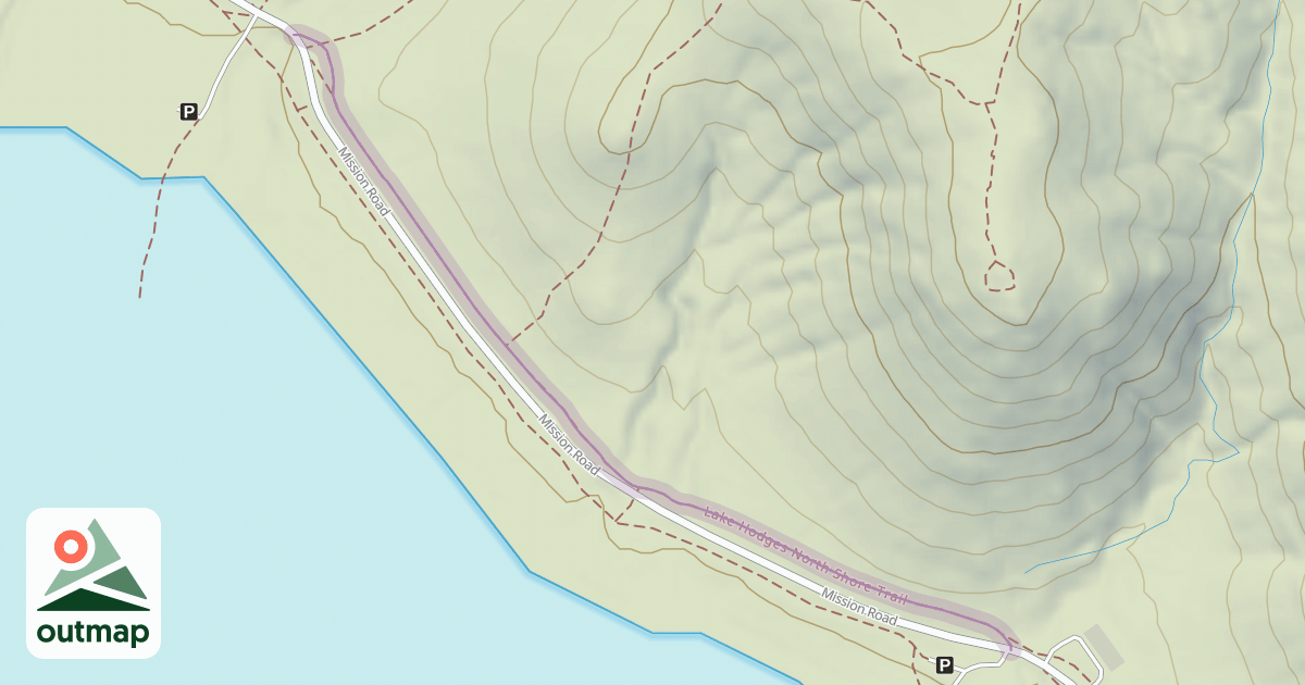 Map of Lake Hodges North Shore Trail