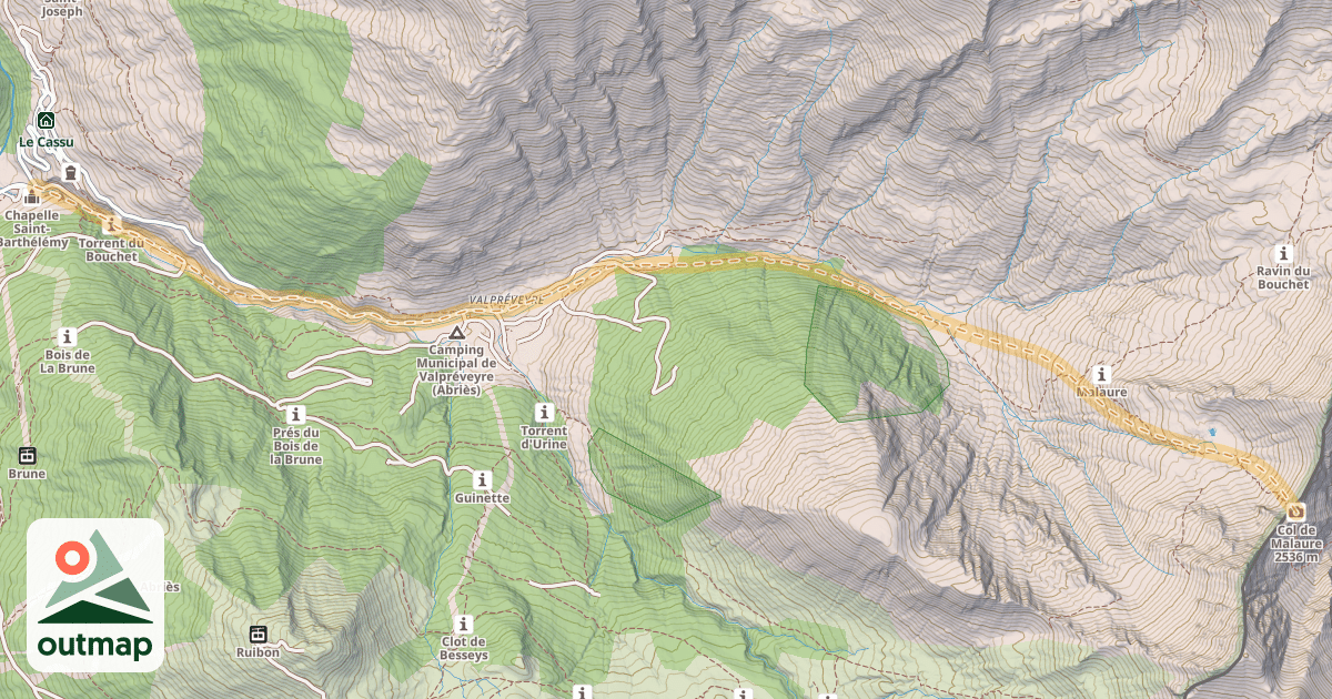 Map of Col de Malaure — Le Roux