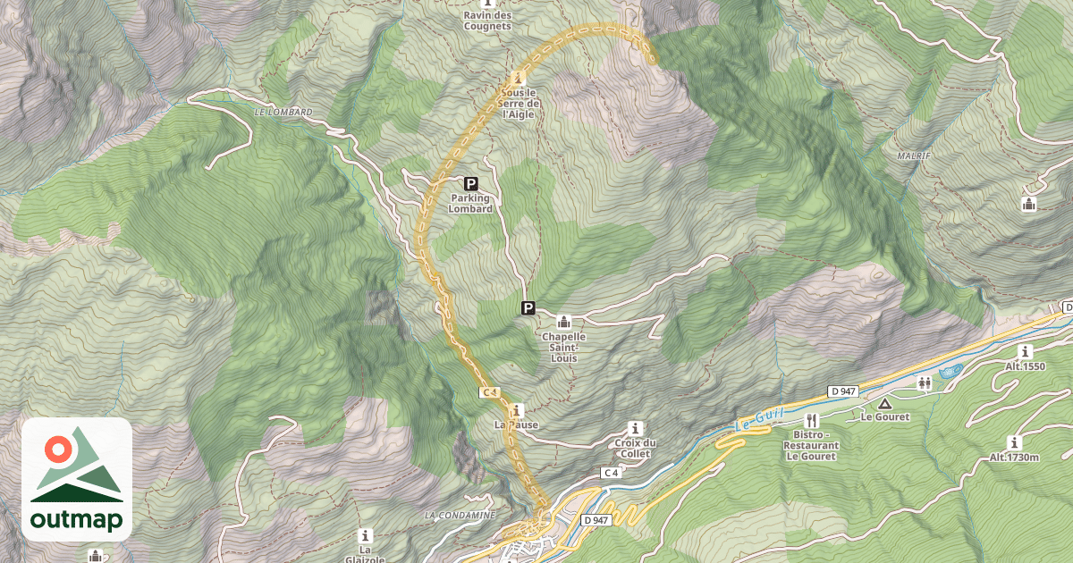 Map of Serre de l'Aigle — Aiguilles