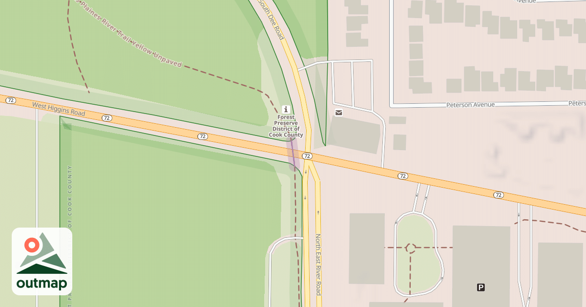 Map of Des Plaines River Trail Yellow Unpaved