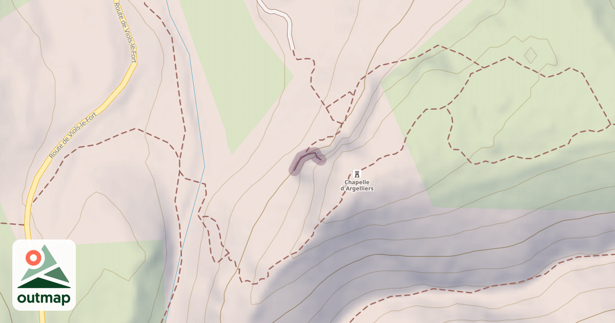 Map of Rocher de Saugras secteur de droite