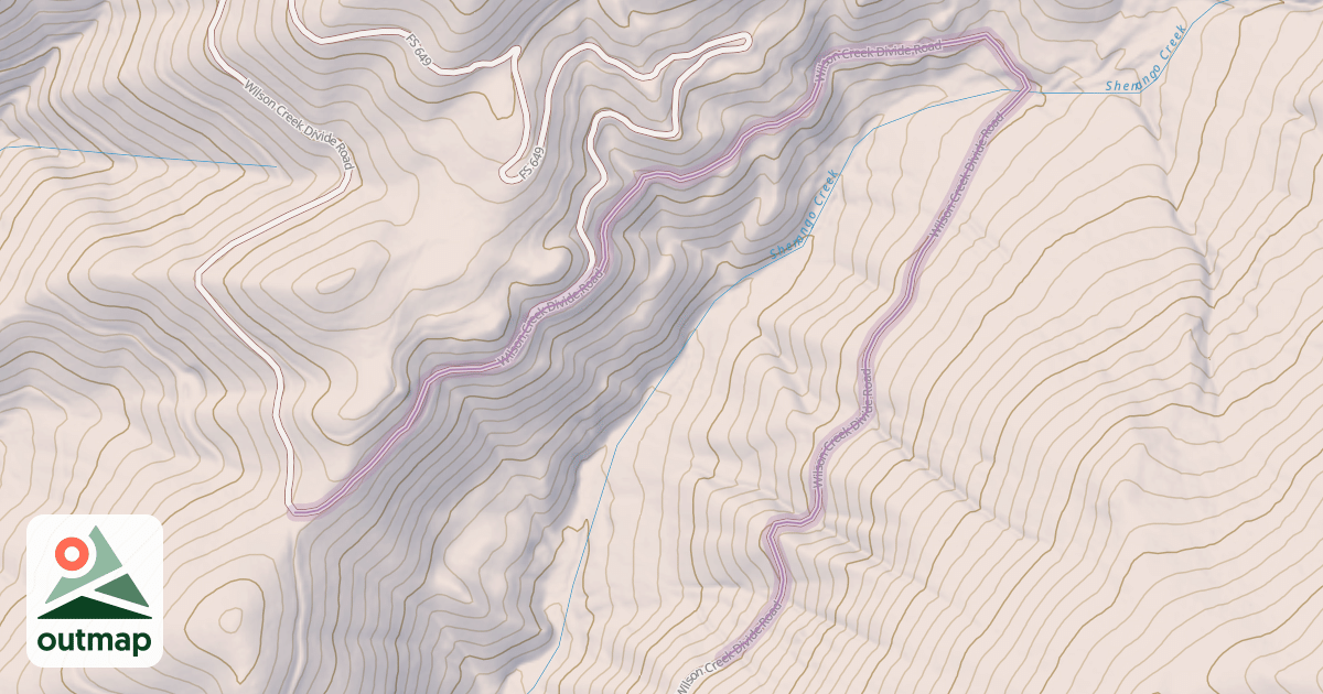 Map of Wilson Creek Divide Road