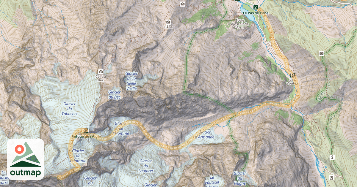 Map of Meije Orientale — Pied du Col