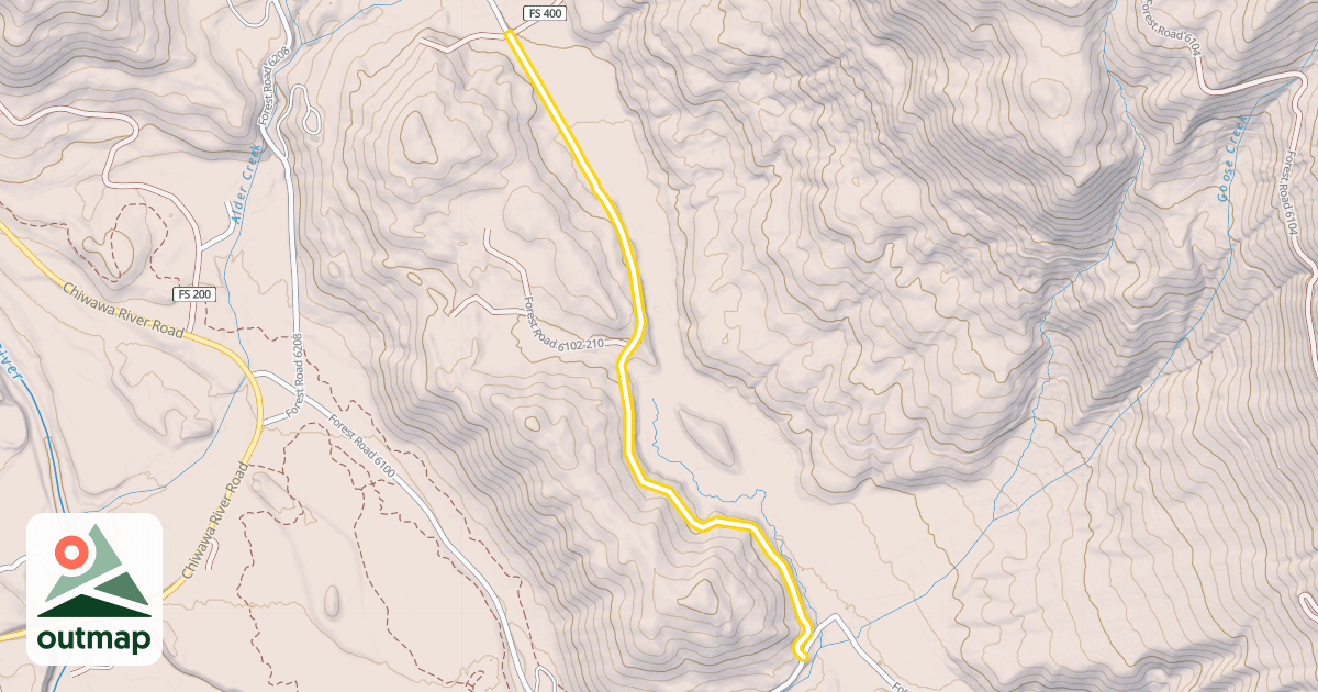 Map of Forest Road 6102-200