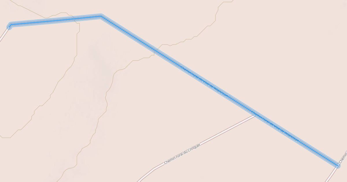 Map preview of Chemin rural dit Voie de Wiancourt