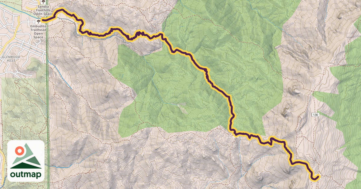 Map of Embudito Trail in Bernalillo