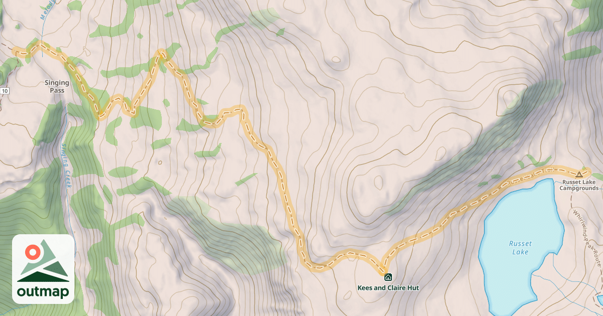 Map of Russet Lake Trail