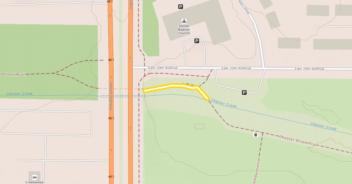 Map preview of Chester Creek Trail