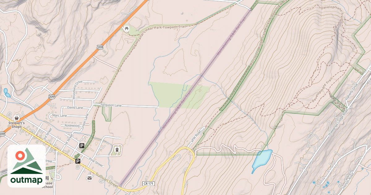 Map of Mamakating O&W Rail Trail