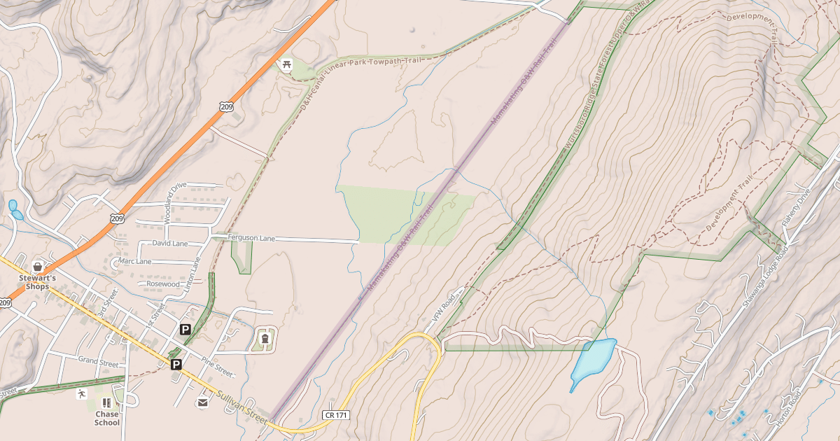 Map preview of Mamakating O&W Rail Trail
