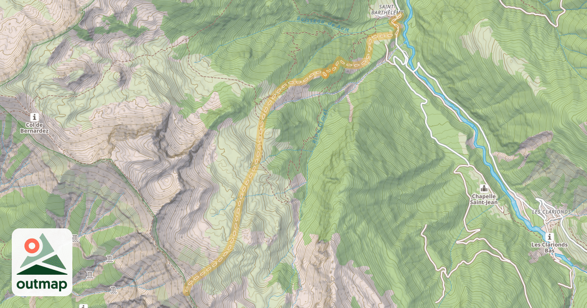 Map of Crête des Glièrettes — Saint-Barthélémy