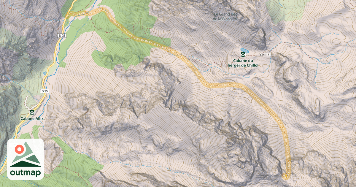Map of Pas de Chauvet — Pont des Houerts