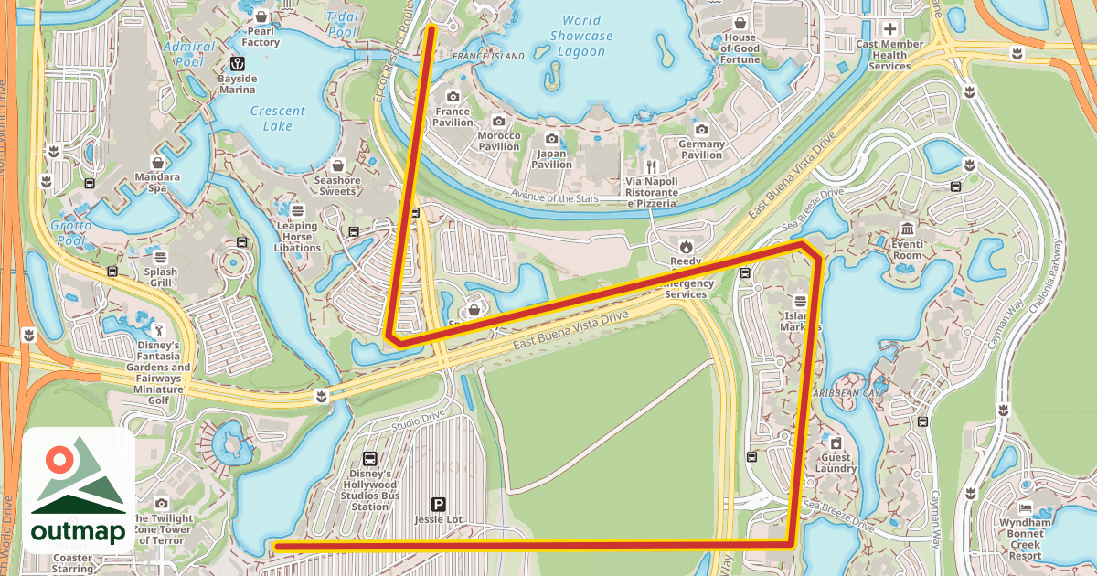 Map of Disney Skyliner