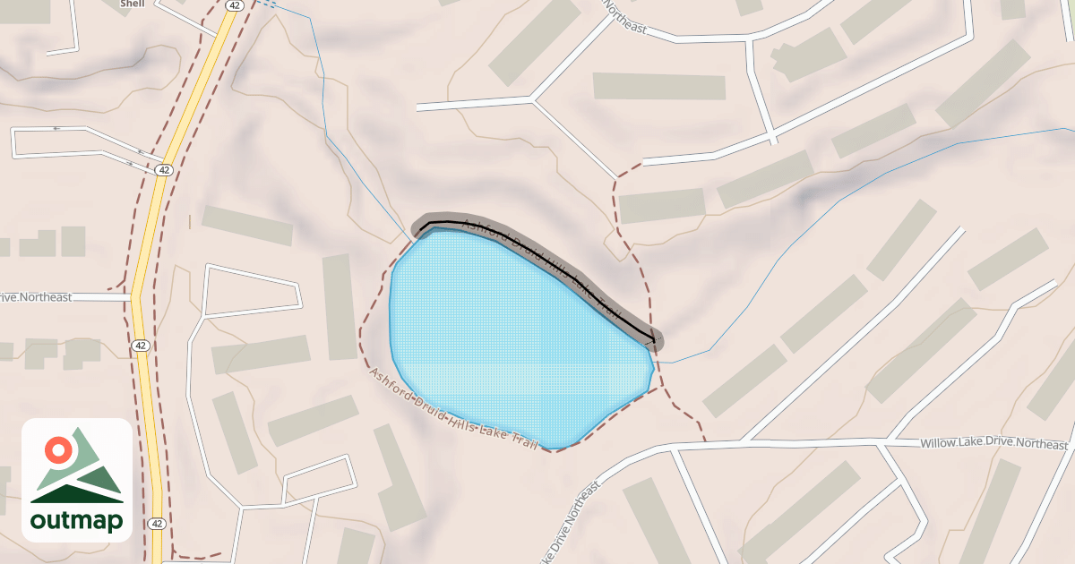Map of Ashford Druid Hills Lake Trail