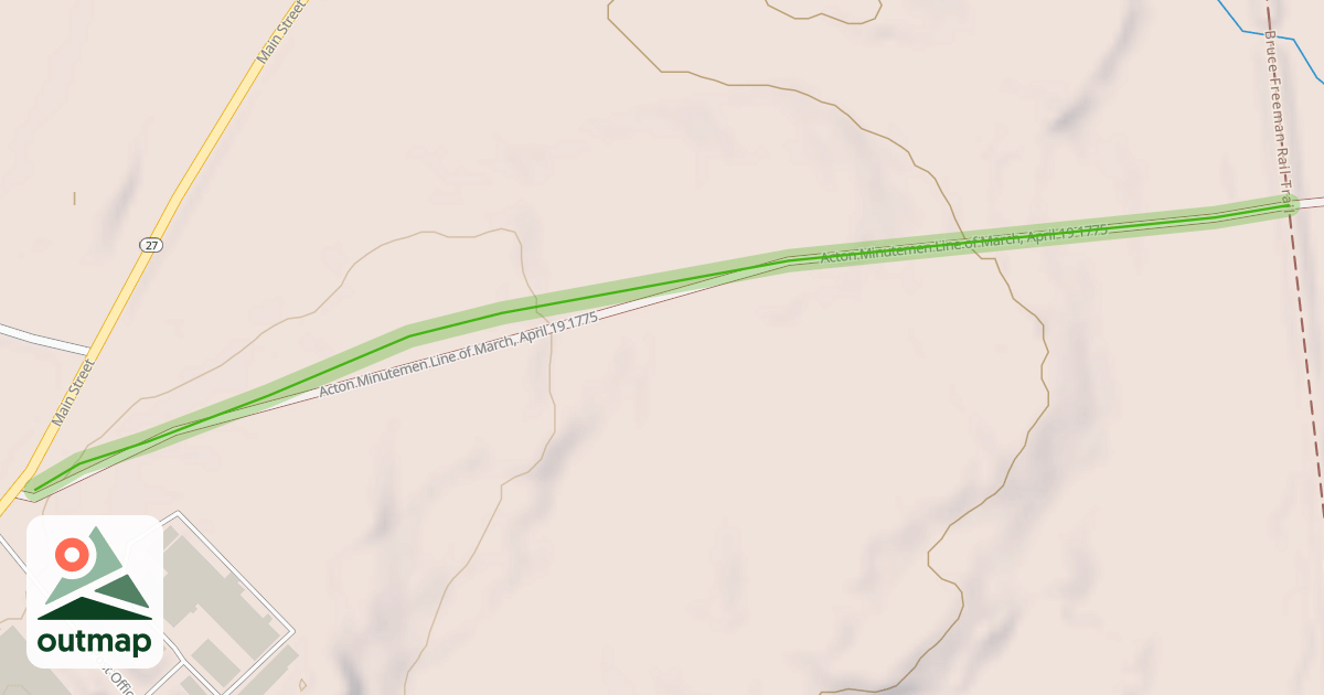 Map of Acton Minutemen Line of March, April 19 1775