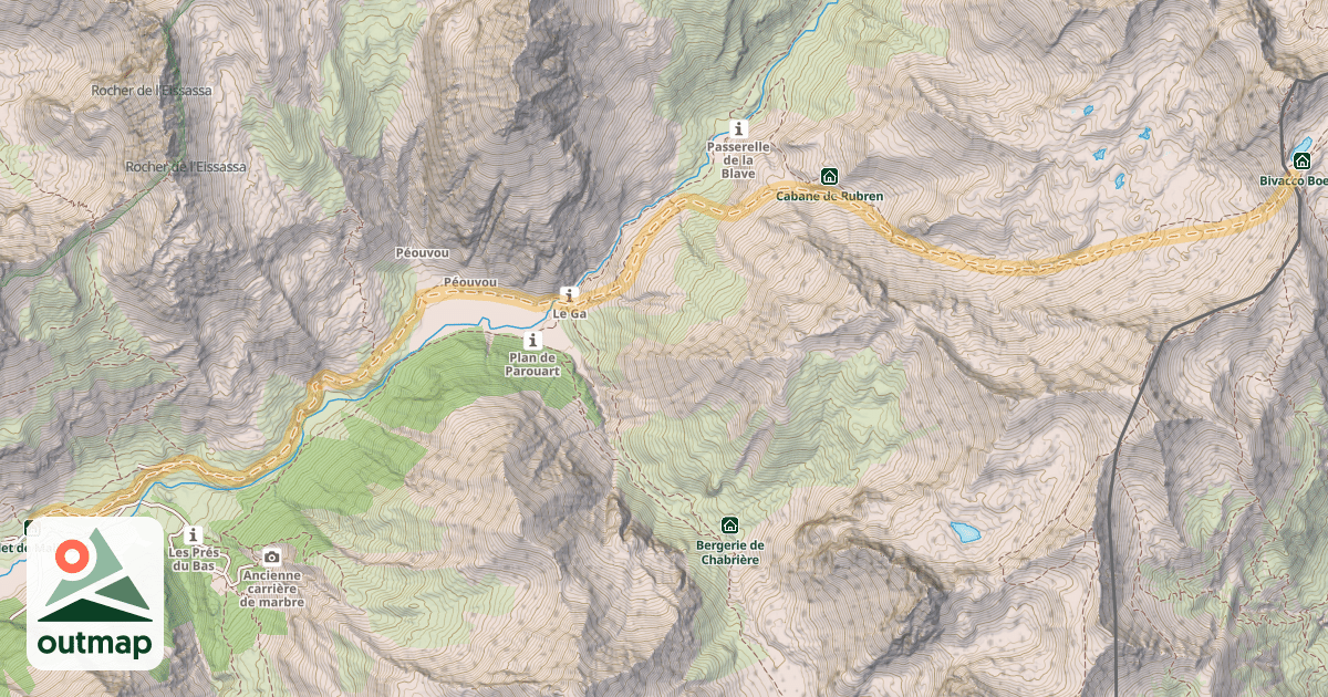 Map of Pas de Mongioia — Maljasset