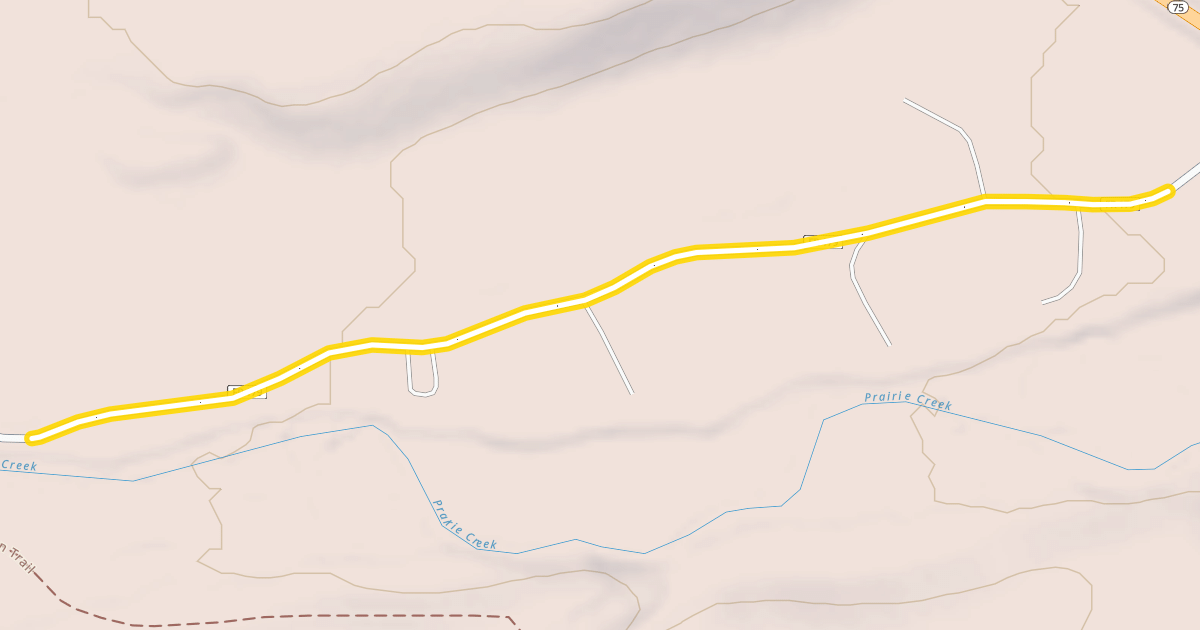 Map preview of Prairie Creek Road