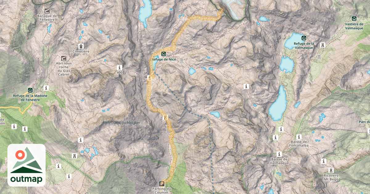 Map of Mont Clapier — Pont du Countet