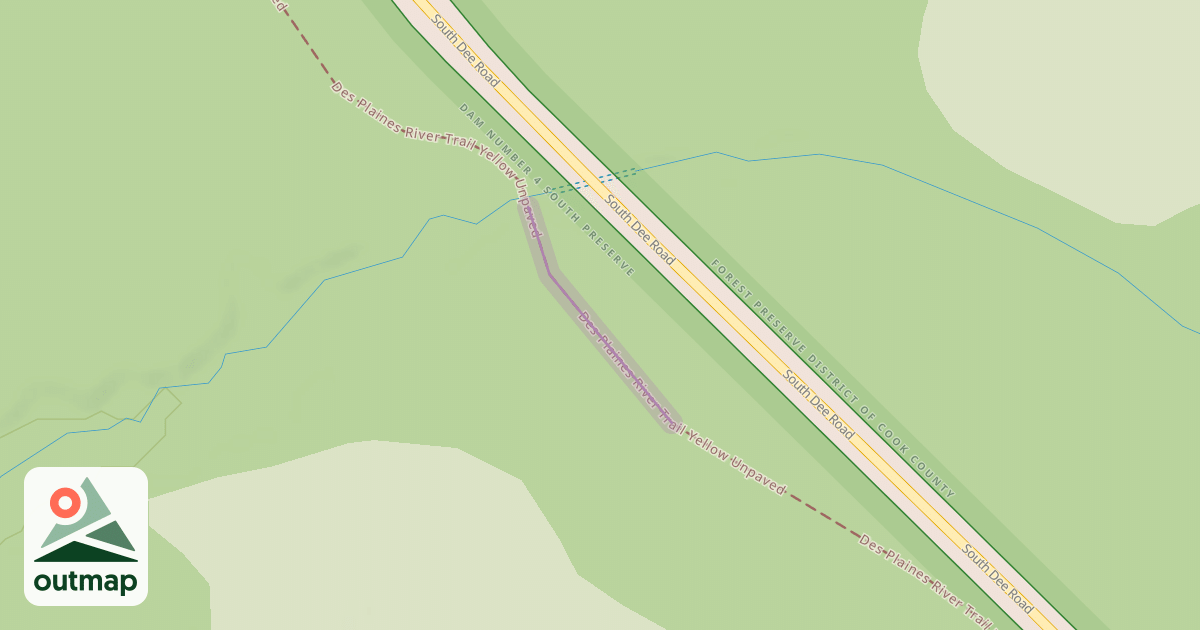 Map of Des Plaines River Trail Yellow Unpaved