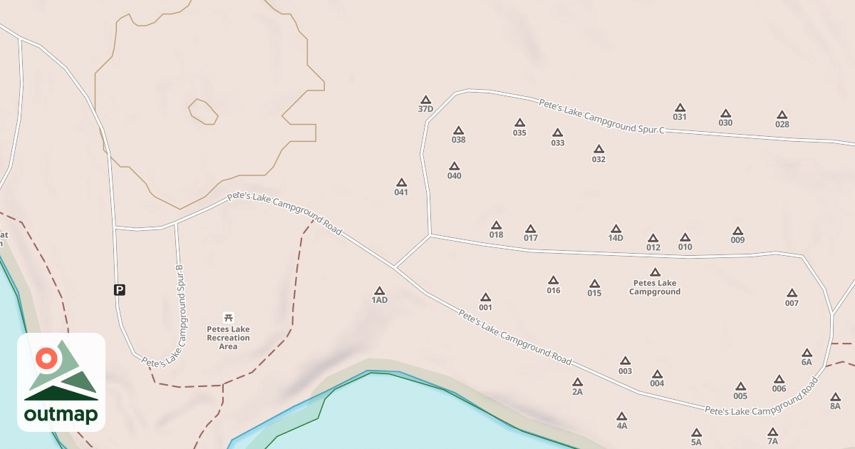 Map of PETE'S LAKE CAMPGROUND