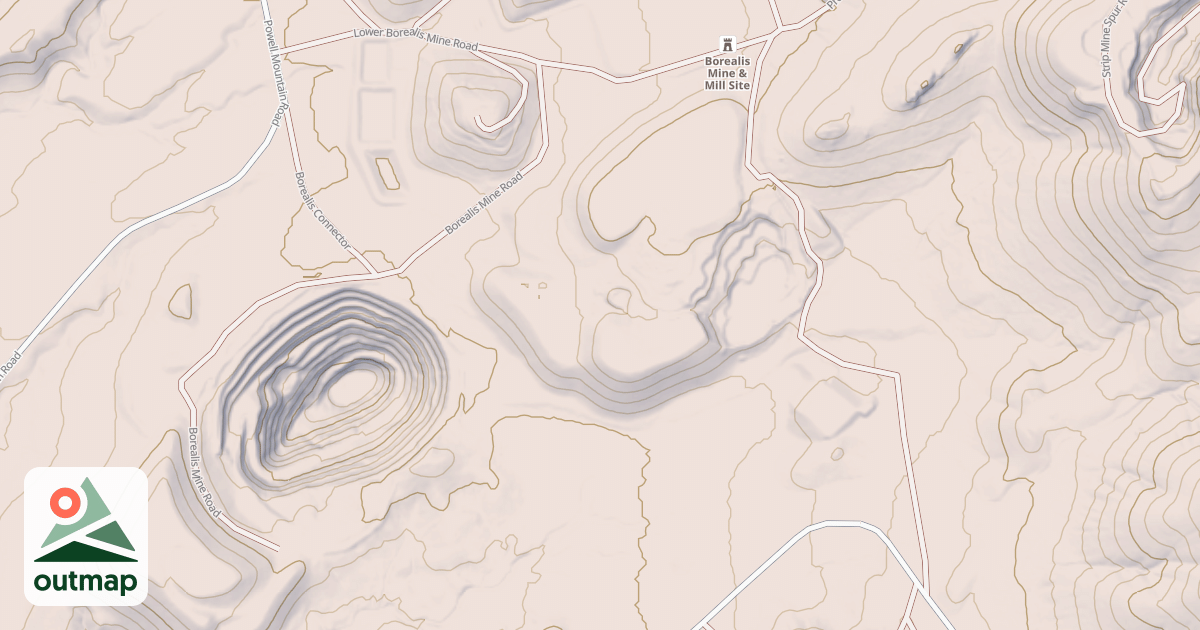 Map of LOWER BOREALIS MINE ROAD