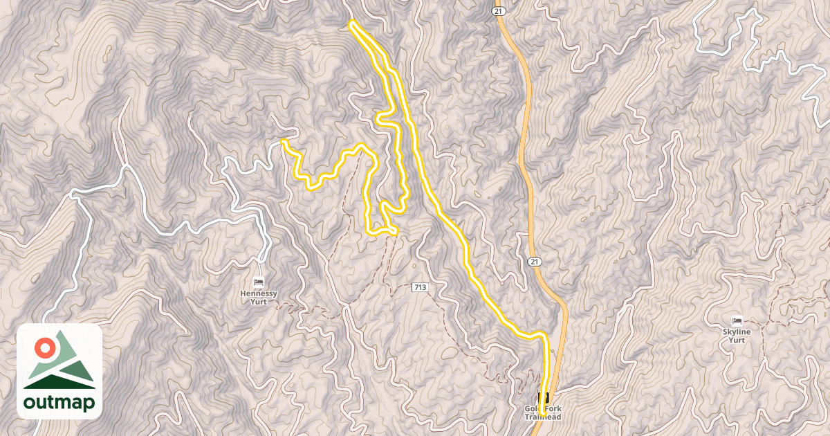 Map of China Fork-West Fork Road