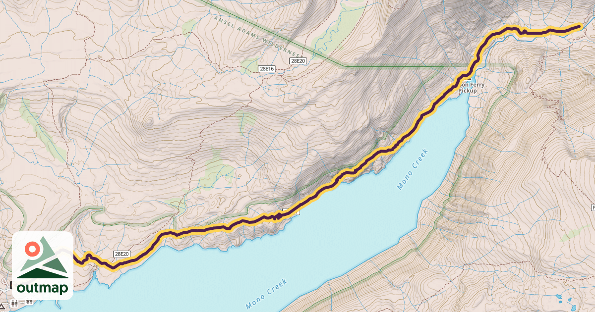 Map of High Sierra Pack Station Trail