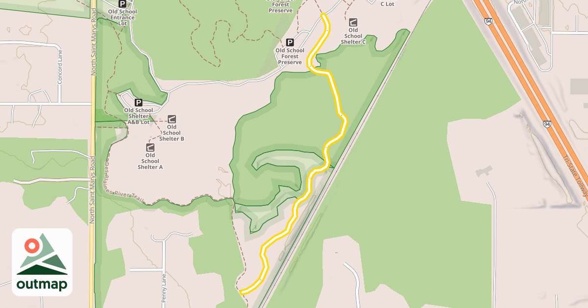 Map of Old School Yellow Trail