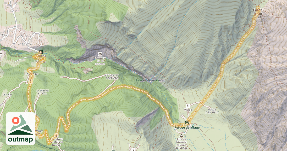 Map of Col de Tricot — La Gruvaz