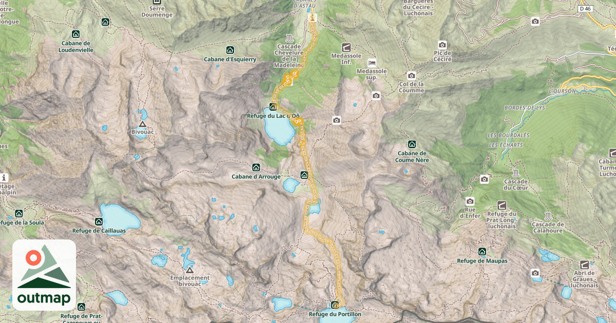 Map of Refuge du Portillon — Les Granges d'Astau