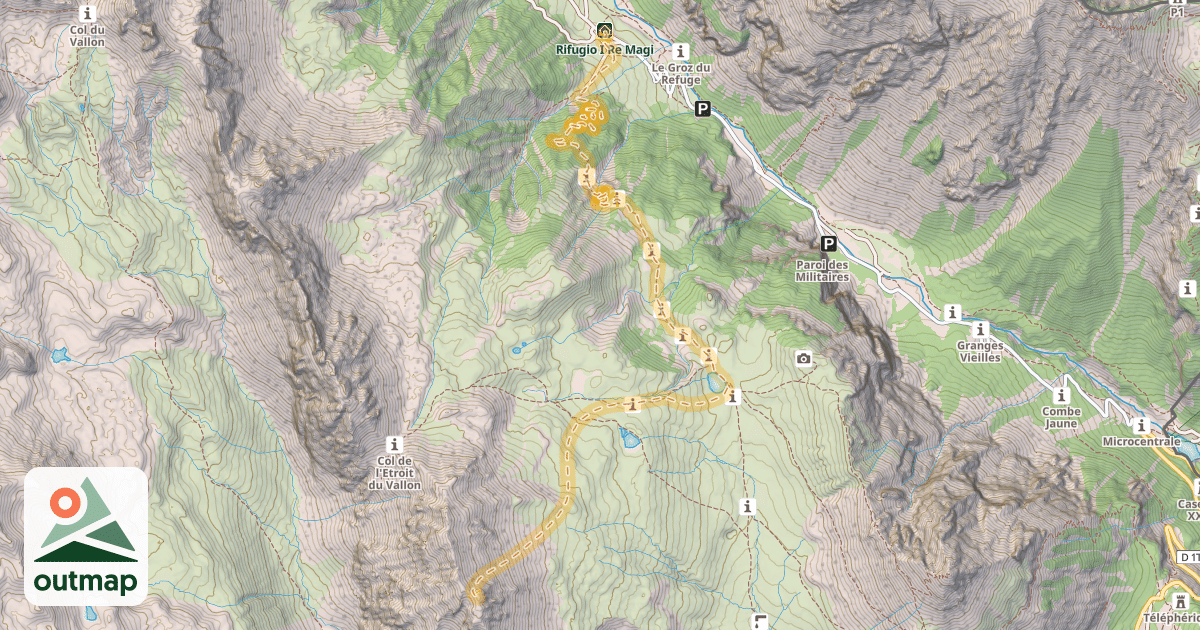 Map of Crête de la Charmette — Refuge de La Vallée Étroite