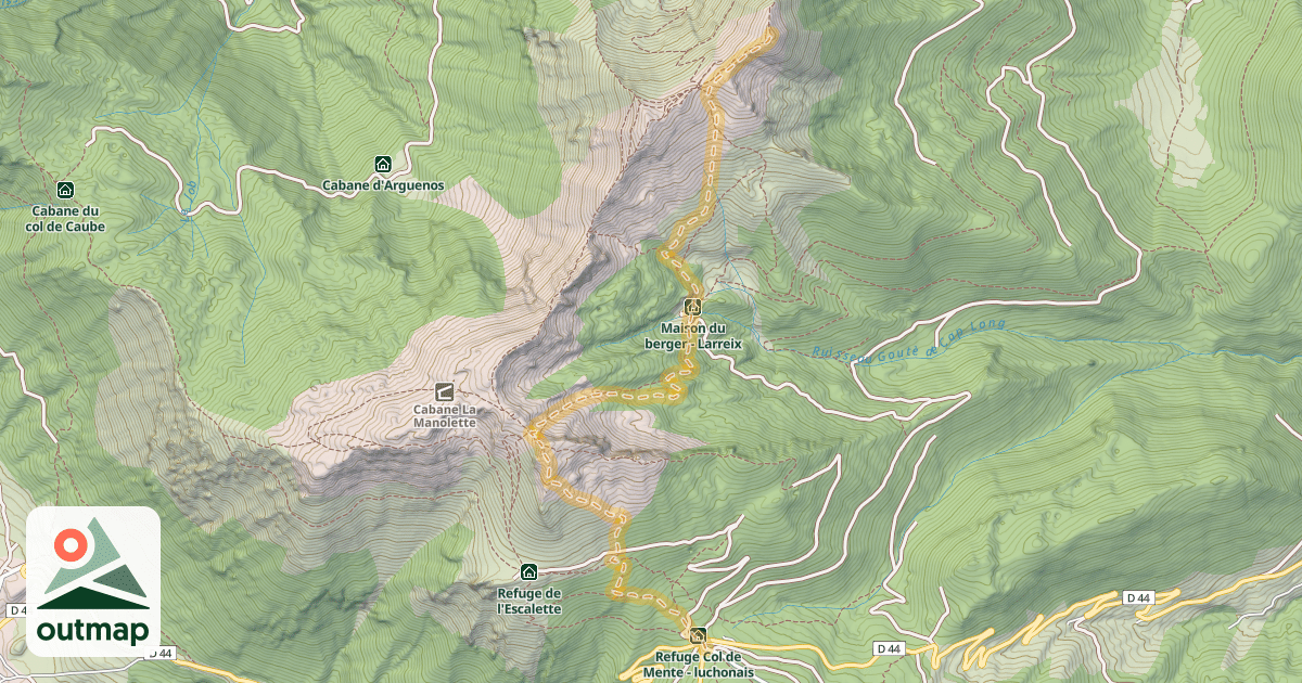Map of Pic de Cagire — Col de Menté