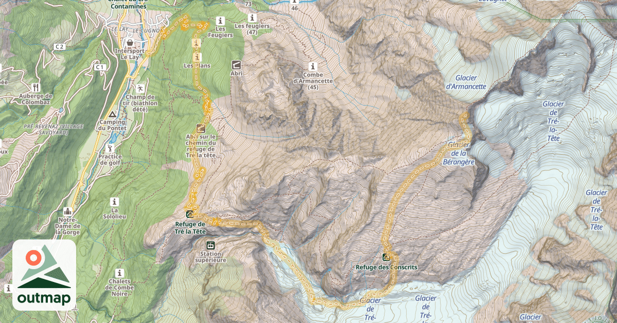 Map of Aiguille de la Bérangère — Cugnon