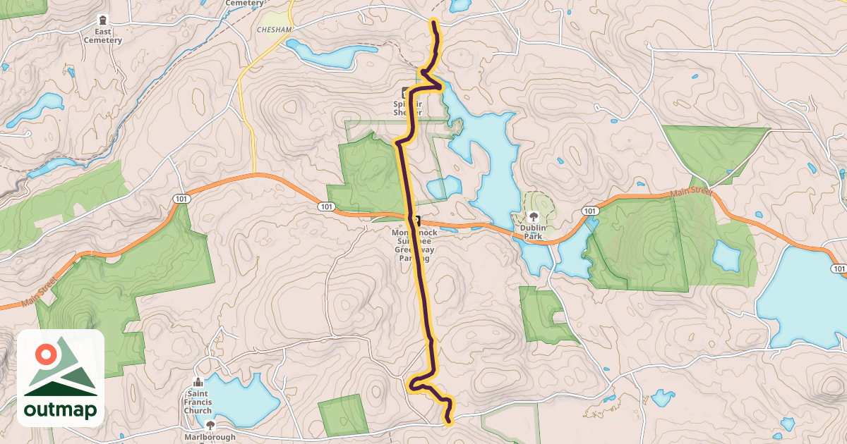 Map of Monadnock Sunapee Greenway Trail