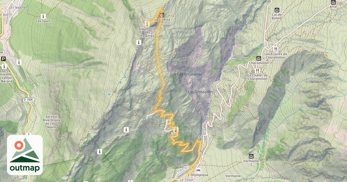 Map of Aiguillette des Posettes — Le Tour