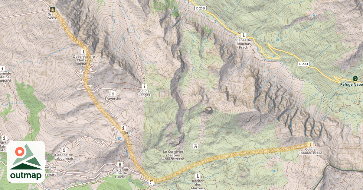 Map of Col de Chamoussière — Saint-Véran (Téléski du Grand Serre)