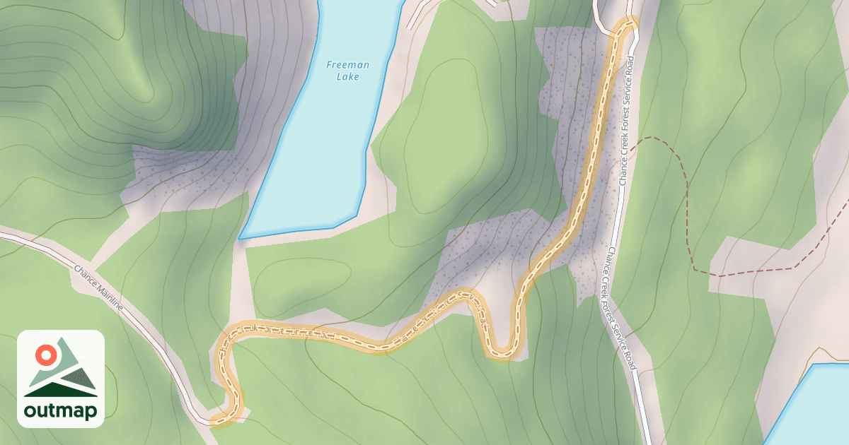 Map of Chance Creek Forest Service Road