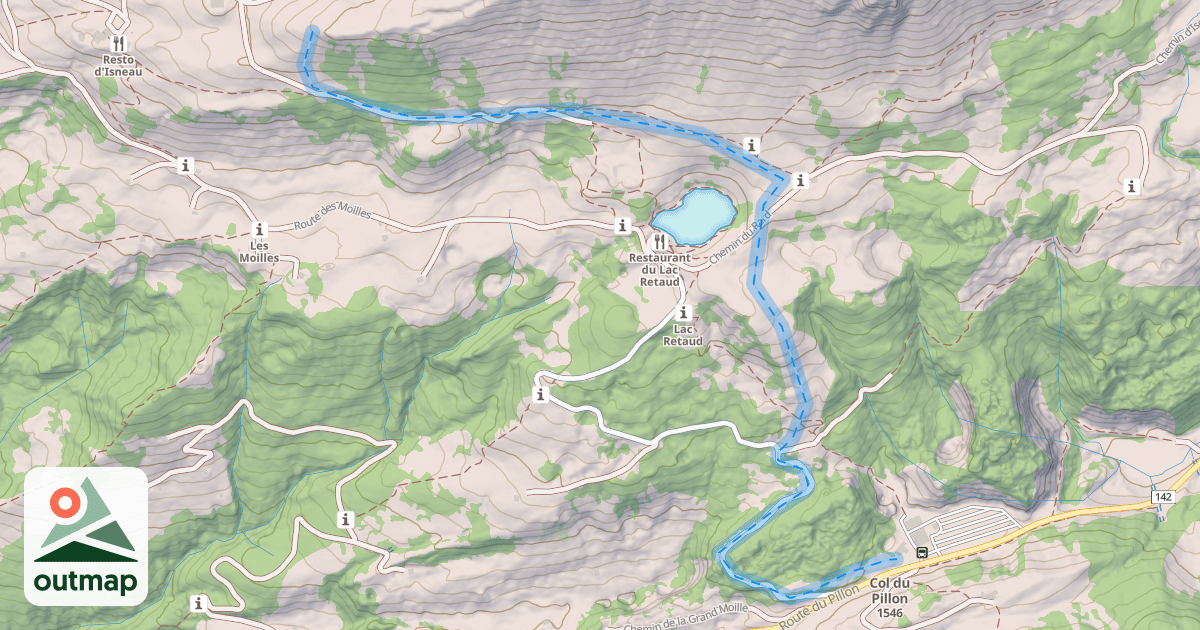Map of (abandonné) piste Isenau-Col du Pillon