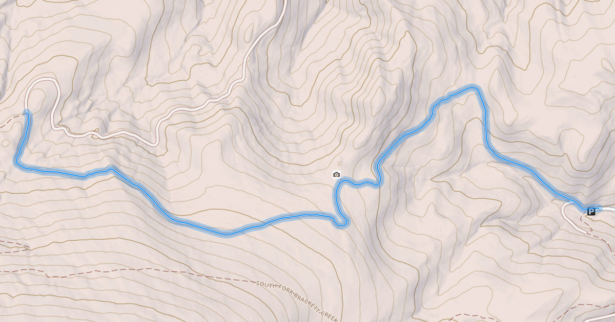 Map preview of South Fork Bracket Creek Road