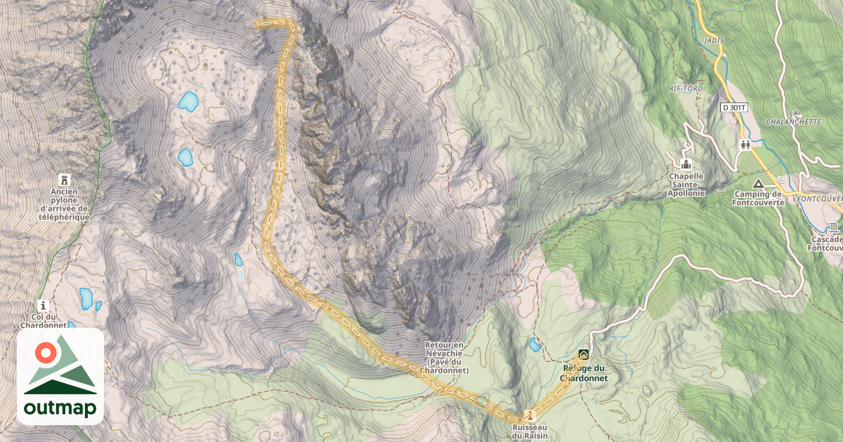 Map of Crête de la Casse Blanche — Refuge du Chardonnet
