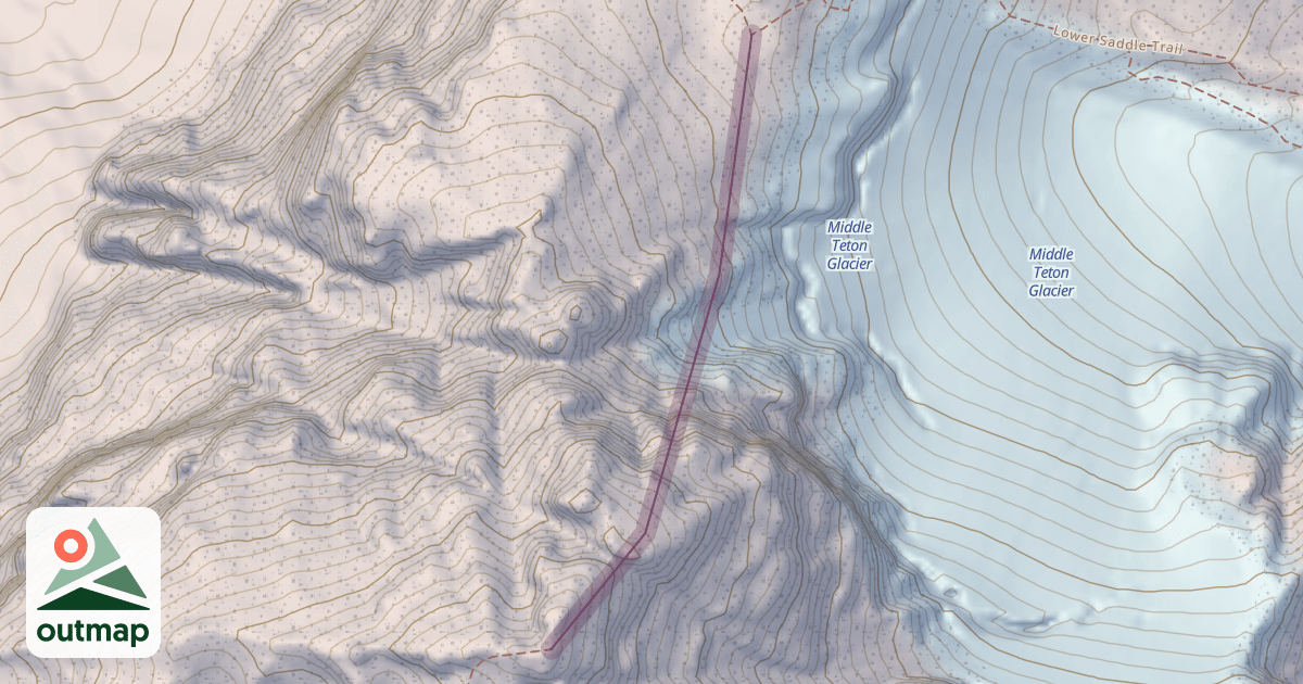 Map of Middle Teton North Ridge