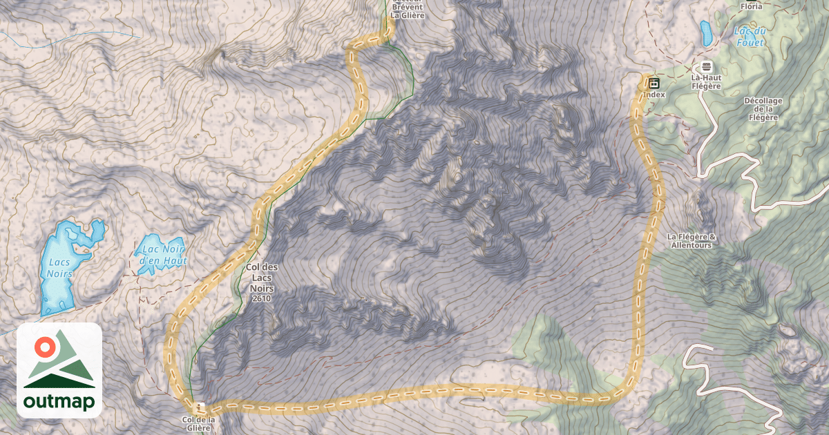 Map of Aiguille Sud de la Glières — Col de l’Index