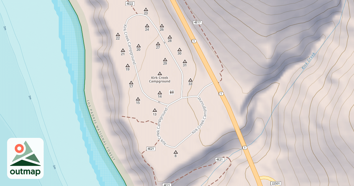 Map of KIRK CREEK CG.
