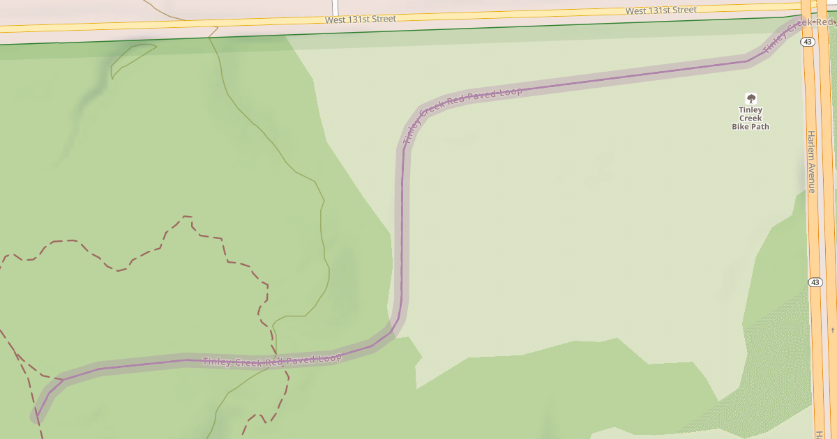 Map preview of Tinley Creek Red Paved Loop
