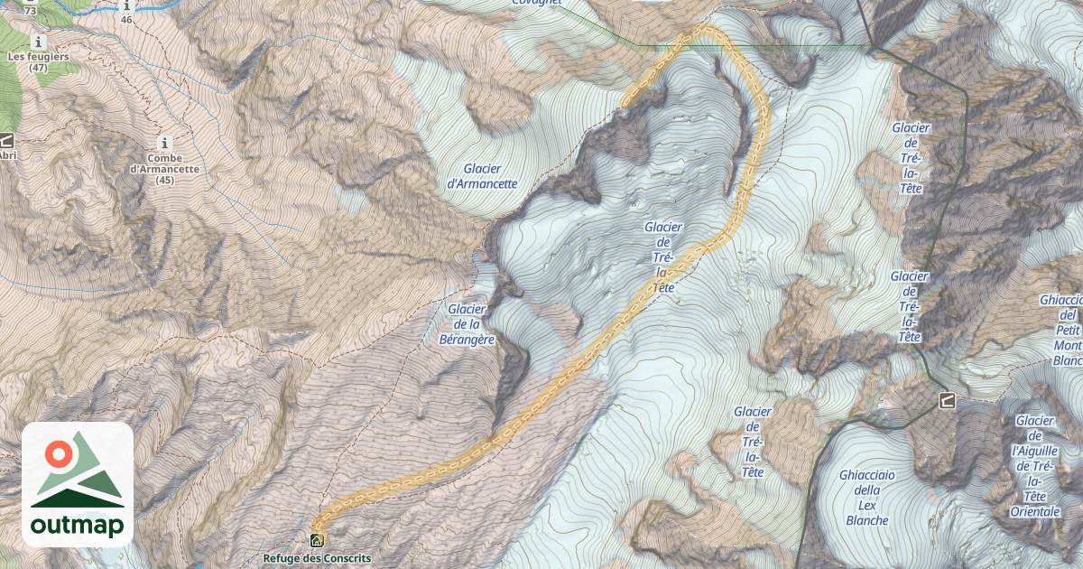 Map of Dôme de Miage Est — Refuge des Conscrits